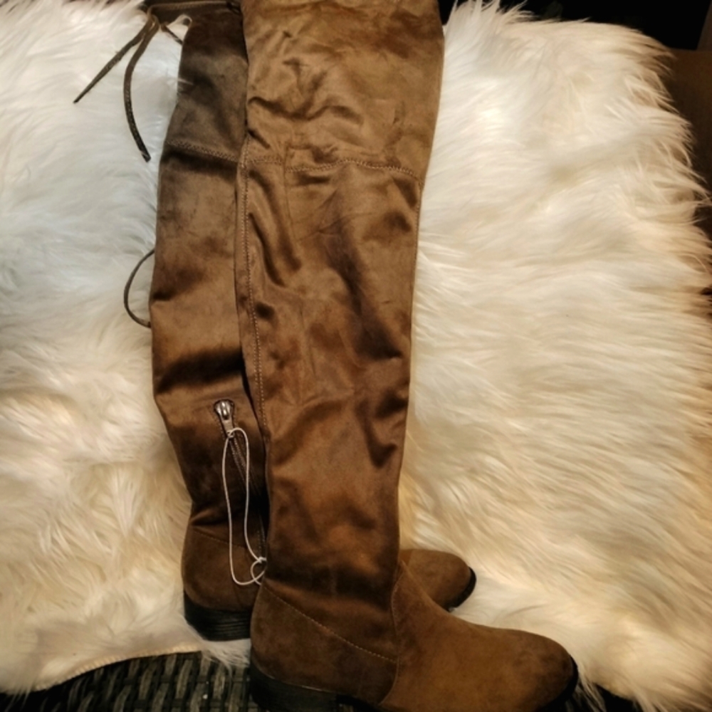 A New Day Women's Sidney Over the Knee Fashion Boots - Wide Width - Taupe - 5.5